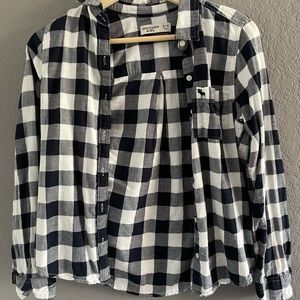 Black and White Flannel Button-Down Shirt (Abercrombie Kids 13/14)